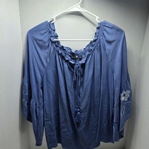 Unique Spectrum Indigo Ruffle Blouse